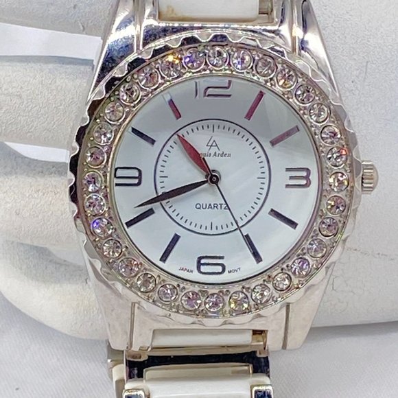 Watch Louis Arden Quartz Analog Wristwatch Metal Link Bracelet Band Rhinestone B - Picture 1 of 6